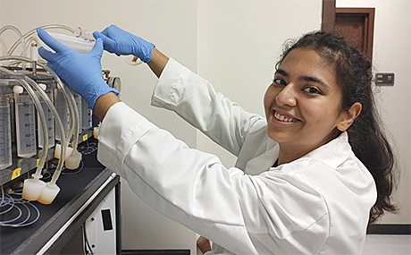 photo of BW student Gaurikka Mendiratta in lab